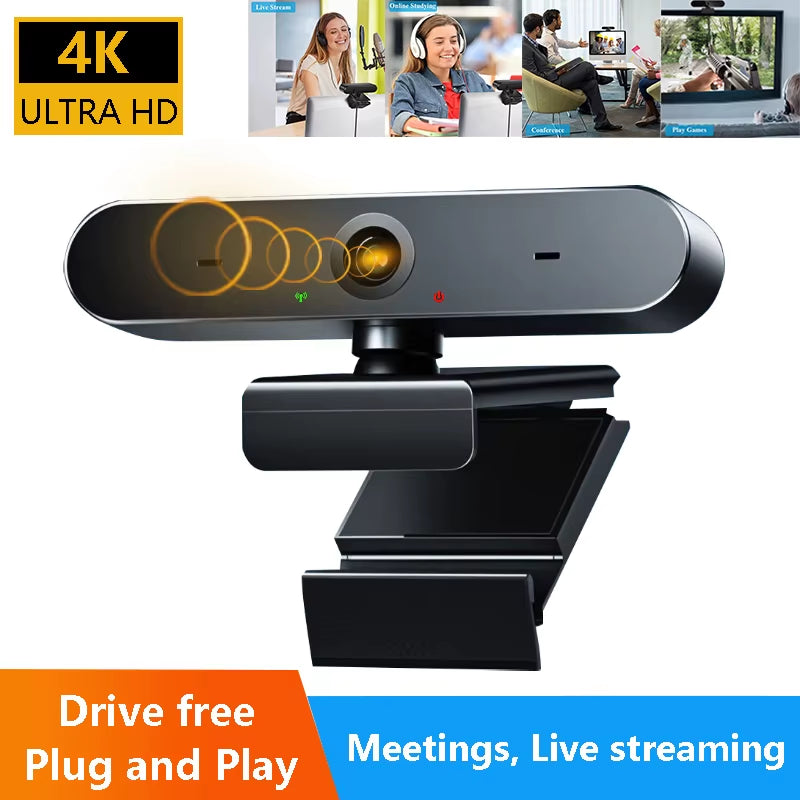 Webcams 4K PC Fixed Focus USB Web Cam with Microphone Computer Laptop Full HD 1080P Mini Camera for Live Streaming Conference