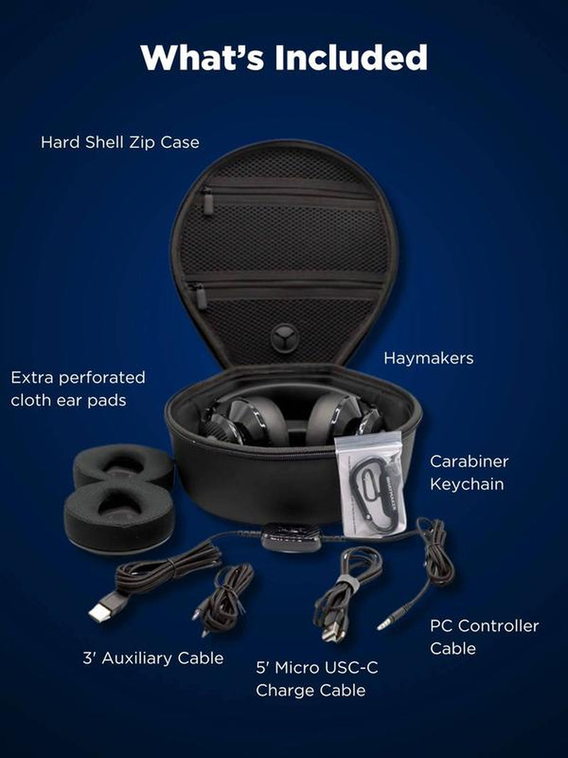 The Haymaker HM100 Headphones by Peak Audio - Active Noise Cancellation - Customizable RGB - 7.1 Surround Sound DIRAC Codec - Production & Gaming Headset Audio Bluetooth 5.0 Aptx Compatible with Xbox Playstation 4 PS5 Nintendo Switch PC Iphone Android