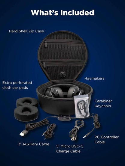 The Haymaker HM100 Headphones by Peak Audio - Active Noise Cancellation - Customizable RGB - 7.1 Surround Sound DIRAC Codec - Production & Gaming Headset Audio Bluetooth 5.0 Aptx Compatible with Xbox Playstation 4 PS5 Nintendo Switch PC Iphone Android