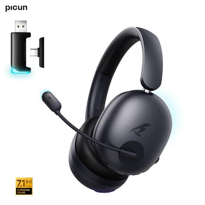 Picun UG-10A Wireless Gaming Headset - 7.1 Surround Sound, -56Db Noise Cancelling, 100H Battery Life, 40Mm Drivers, Quad-Mode Connectivity (2.4G/Bluetooth/Wired), RGB Lighting, HD Mic for PC/PS4/PS5
