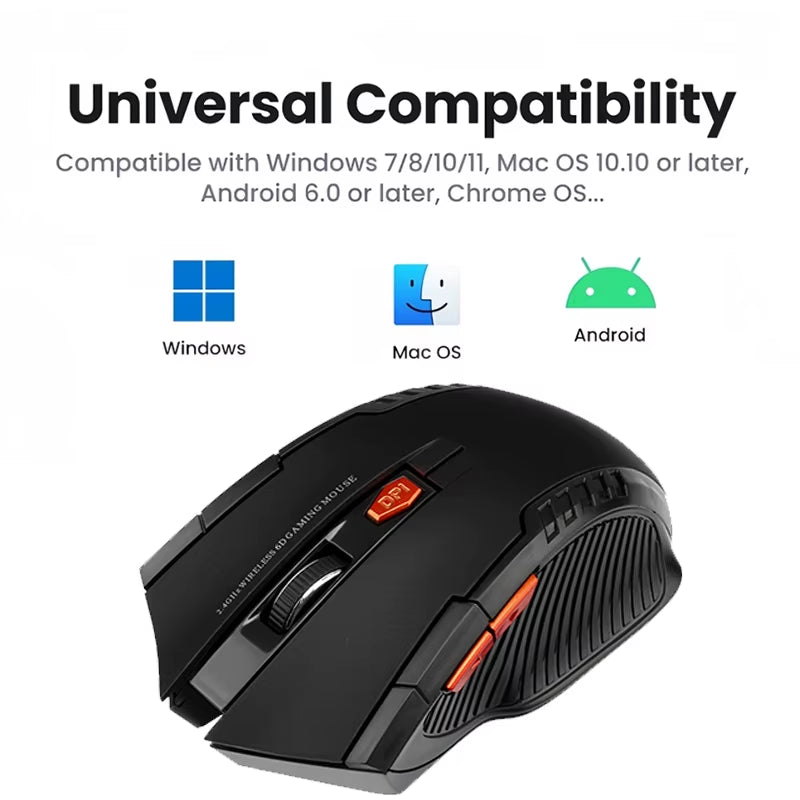 2.4 Ghz Wireless Mouse Portable Gamer Mouse for Computer 1600DPI Optical USB 6 Buttons Mouse Mini Mice for PC Laptop Notebook