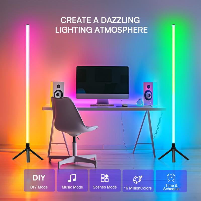 Daybetter 360° Corner Floor Lamp - Minimalist Style, App&Remote Control, Dimmable& Timing, Music Sync, Great for Living Rooms, Bedrooms, Game Rooms, Home Offices, Parties and Decorations, St. Patrick'S Day