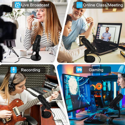 HAOMUREN USB Powered Microphone with Type-C Adapter & USB Cable, Condenser Microphone with Noise Cancelling & Echo Function, Microphone for Live Streaming