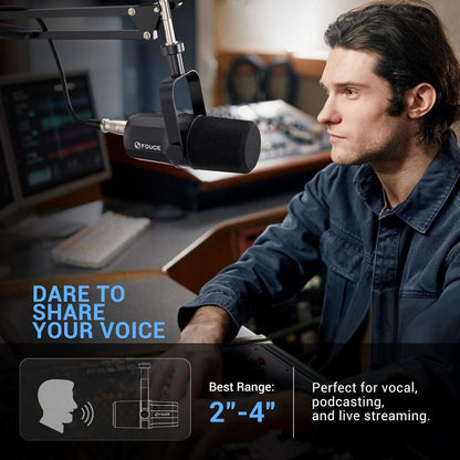 FDUCE SL40X XLR Dynamic Microphone Kit for Vocal Recording, Podcasting, Gaming, Live Streaming&Broadcasting, All Metal Cardioid Mic, Voice-Isolating Technology -Black Microphones Audio Mount Smartphone