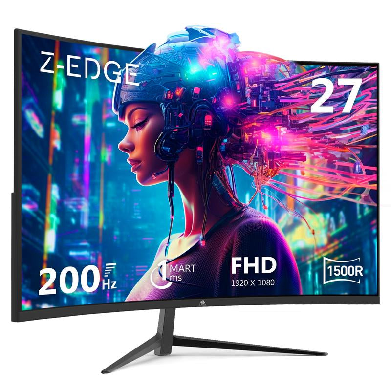 Z-EDGE 27 Inch Gaming Monitor 200Hz Refresh Rate 1Ms Response Time Low Blue Light AMD Freesync Ultra-Slim Design FHD Immersion HDMI/DP VESA Mountable