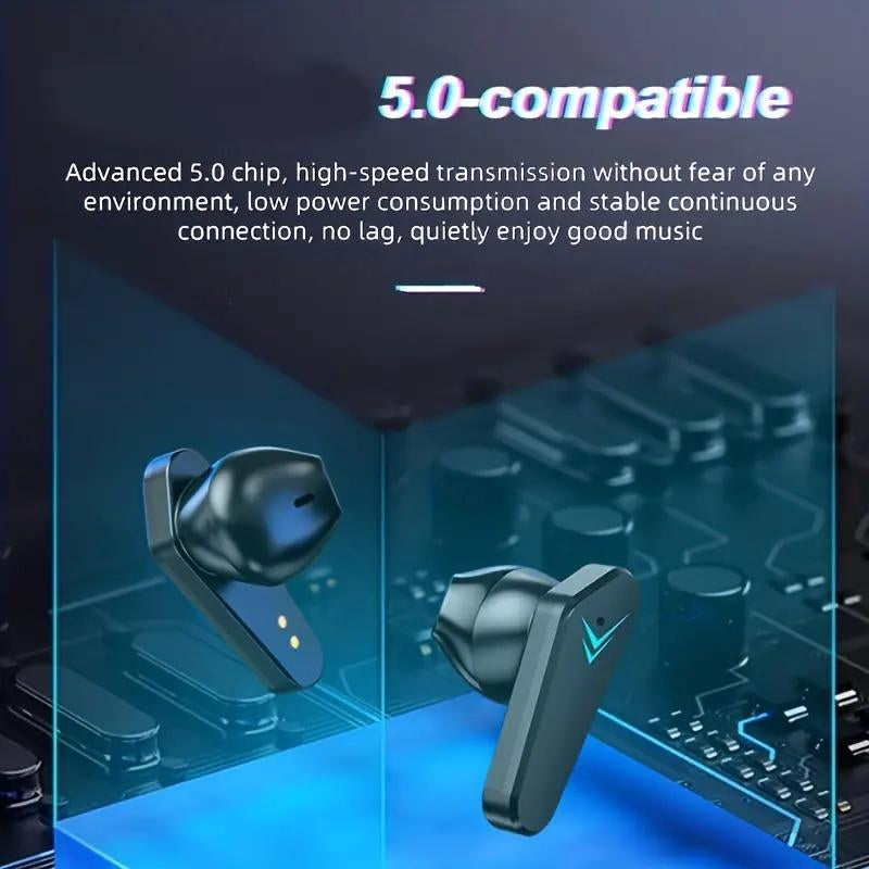 Wireless In-Ear Design Earphone, Bluetooth-Compatible Noise Cancelling Gaming Headset, Sports Headset with Power Display & Light for Sports Running Call
