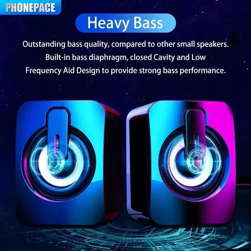 Computer Speaker Stereo Sound with Microphone 3.5Mm AUX Home Office PC Speaker for Macbook Desktop Notebook Computer Loudspeaker