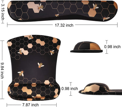 Mouse Pad with Wrist Rest, Keyboard Wrist Rest Mouse Wrist Rest, Made of Memory Foam, Easy Typing and Relieve Wrist Pain, Perfect for Computer Keyboard Office (A-Honeycomb)
