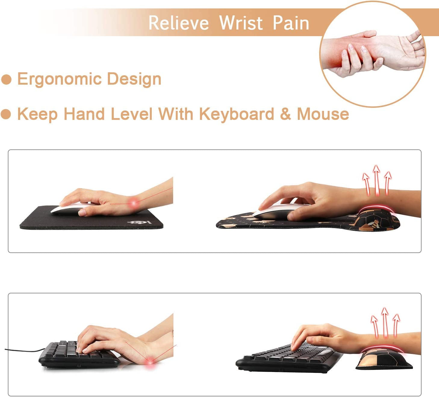 Mouse Pad with Wrist Rest, Keyboard Wrist Rest Mouse Wrist Rest, Made of Memory Foam, Easy Typing and Relieve Wrist Pain, Perfect for Computer Keyboard Office (A-Honeycomb)