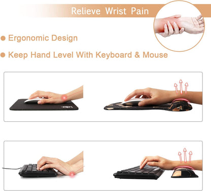 Mouse Pad with Wrist Rest, Keyboard Wrist Rest Mouse Wrist Rest, Made of Memory Foam, Easy Typing and Relieve Wrist Pain, Perfect for Computer Keyboard Office (A-Honeycomb)