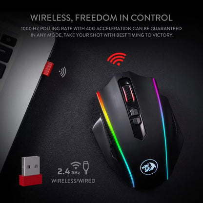 M686 Wireless Gaming Mouse, 16000 DPI Wired/Wireless Gamer Mouse with Professional Sensor, 45-Hour Durable Power Capaci