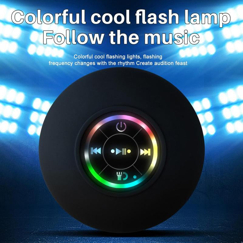 Portable Mini Bluetooth Shower Speakers, Wireless Speaker with Suction Cup, Lp67 Waterproof Speaker with LED Light, Pairs Easily to Phones, Tablets, Computer,For Parties, Bathroom, Travel, Home and Outdoors,Christmas New Year Gifts