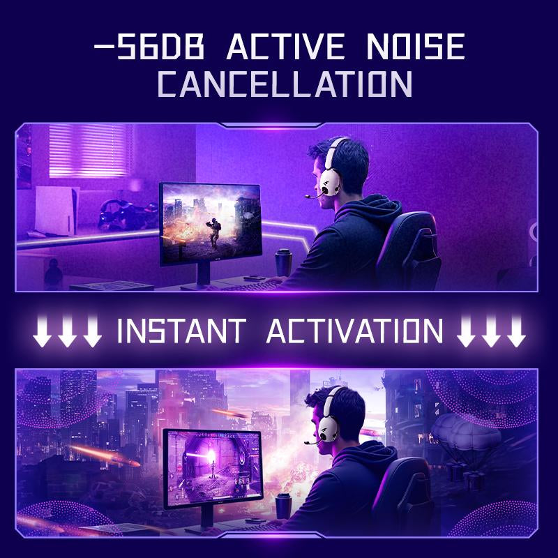 Picun UG-10A Wireless Gaming Headset - 7.1 Surround Sound, -56Db Noise Cancelling, 100H Battery Life, 40Mm Drivers, Quad-Mode Connectivity (2.4G/Bluetooth/Wired), RGB Lighting, HD Mic for PC/PS4/PS5