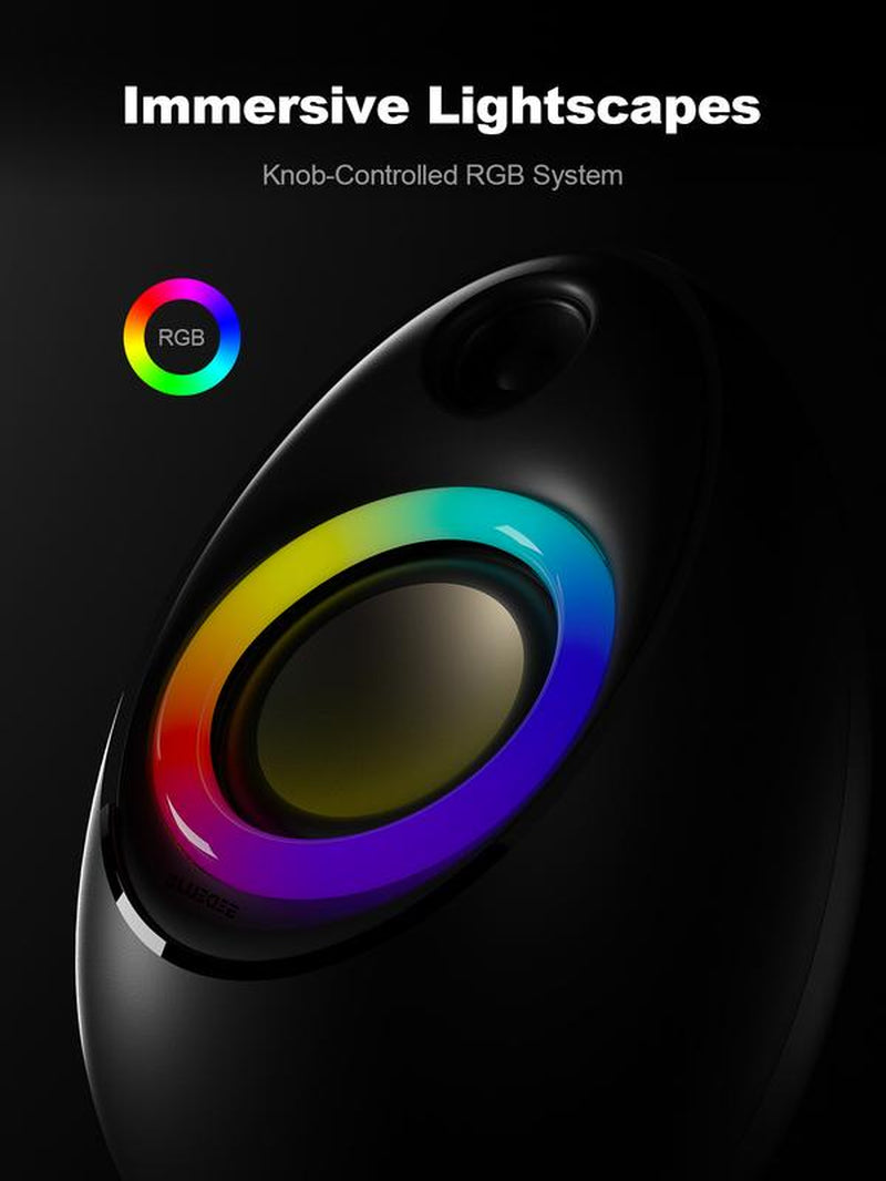 Bluedee Computer Speakers for Desktop PC Bluetooth 5.4 with 2 Speaker Units Dynamic RGB Light Usb/Type-C Powered Plug & Play for Laptops Tablets Audio Cable