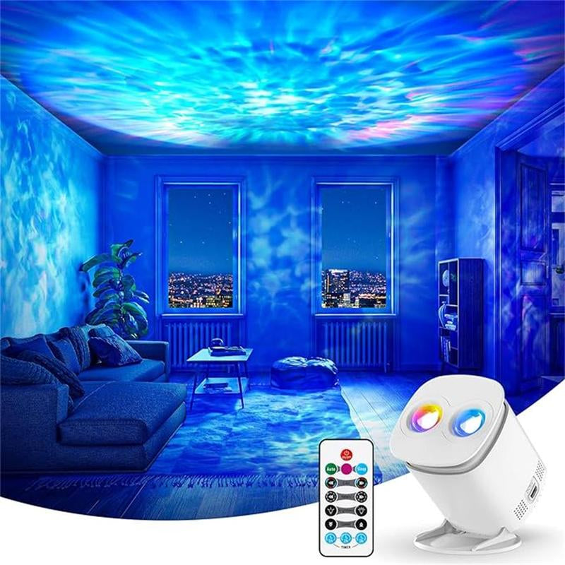 Nexillumi-2025 New USB LED Projector Light, Modern Moire Pattern & Sunset Design, Adjustable Atmosphere Lighting with Remote Control, Button Battery Operated, Ideal for Various Room Types - No Laser, Plastic Shade, Sunset Ambiance Lighting
