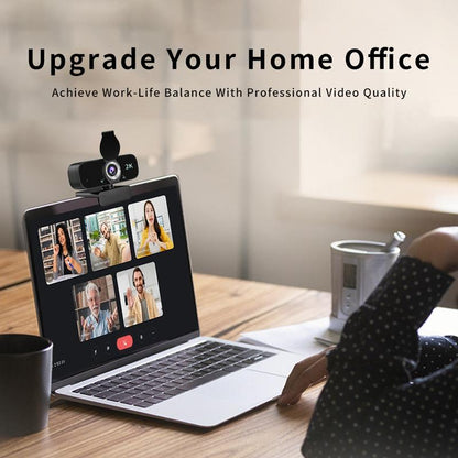 HD 2K Webcam for Computer/Laptop/Desktop/Pc, External Camera Web Cam with Microphone, USB Plug&Play, Auto Low Light Correction, Privacy Cover, Tripod, Wide Angle for Meeting/Online Video/Zoom