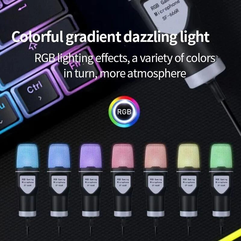 Condenser Professional Microphone Mic for PC Laptop Computer Gaming USB Wired Streaming Podcast Studio Mike Kit Gamer Accessory