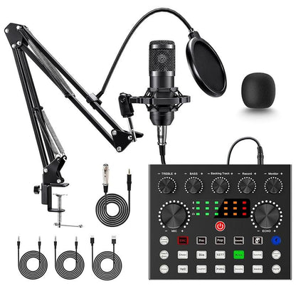 V8S Live Broadcast Device, Live Sound Card,Audio Mixer Wireless Bluetooth Blog Live Audio Equipment, Microphone Set Music Sound Control with Voice Changer, Reverberation Live Broadcast Equipment, Youtube Tiktok Twitch Gaming Recording