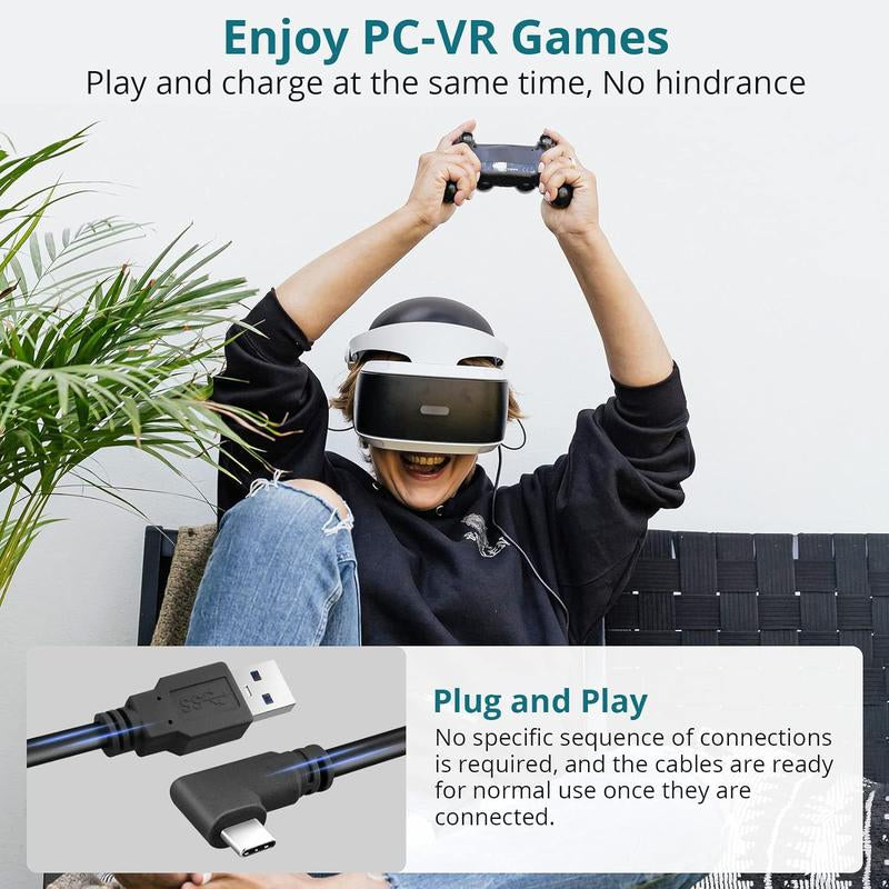 EKLEVOR 18W Link VR Cable 16FT Compatible with Oculus Quest 2 Port USB 3.0 to USB C Transmission Rate 5Gbps for 120HZ Pc/Steam VR Video Games Accessories Wearable