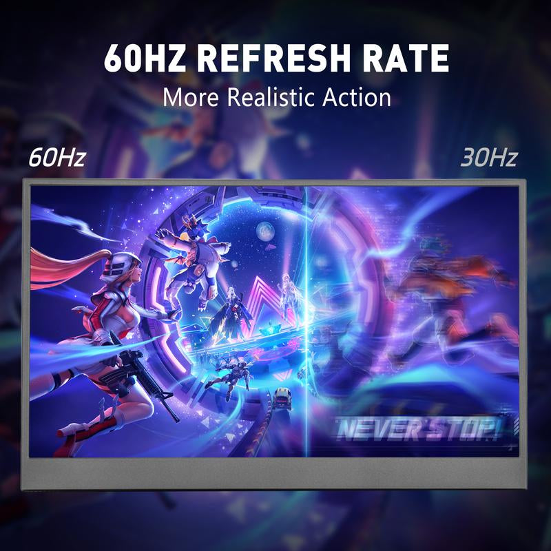 Portable Gaming Monitor 15.6" USB-C HDMI Computer Display W/Smart Cover and Dual Speakers, Travel Monitors for Laptop Mac PC Phone PS4/5 Xbox Switch