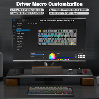 OFFICIAL AULA F75 Pro Mechanical Keyboard RGB Backlit 2.4G Wireless Bluetooth Gaming Keyboard for Gamers Gaming PC Accessories Gasket Custom Creamy Keyboard Gaming Accessories Fallfreshness Tiktokshopfalldealsforyou