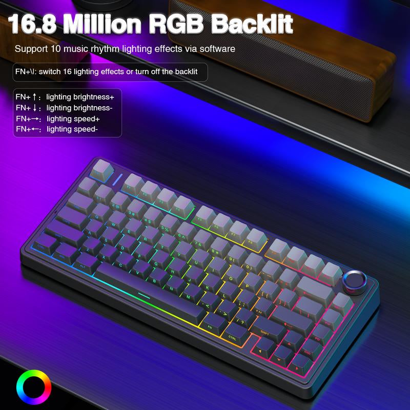 OFFICIAL AULA F75 Pro Mechanical Keyboard RGB Backlit 2.4G Wireless Bluetooth Gaming Keyboard for Gamers Gaming PC Accessories Gasket Custom Creamy Keyboard Gaming Accessories Fallfreshness Tiktokshopfalldealsforyou