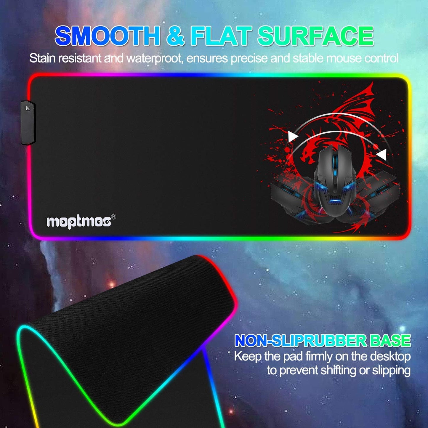 RGB Gaming Mouse Pad Anime Dragon Mousepad