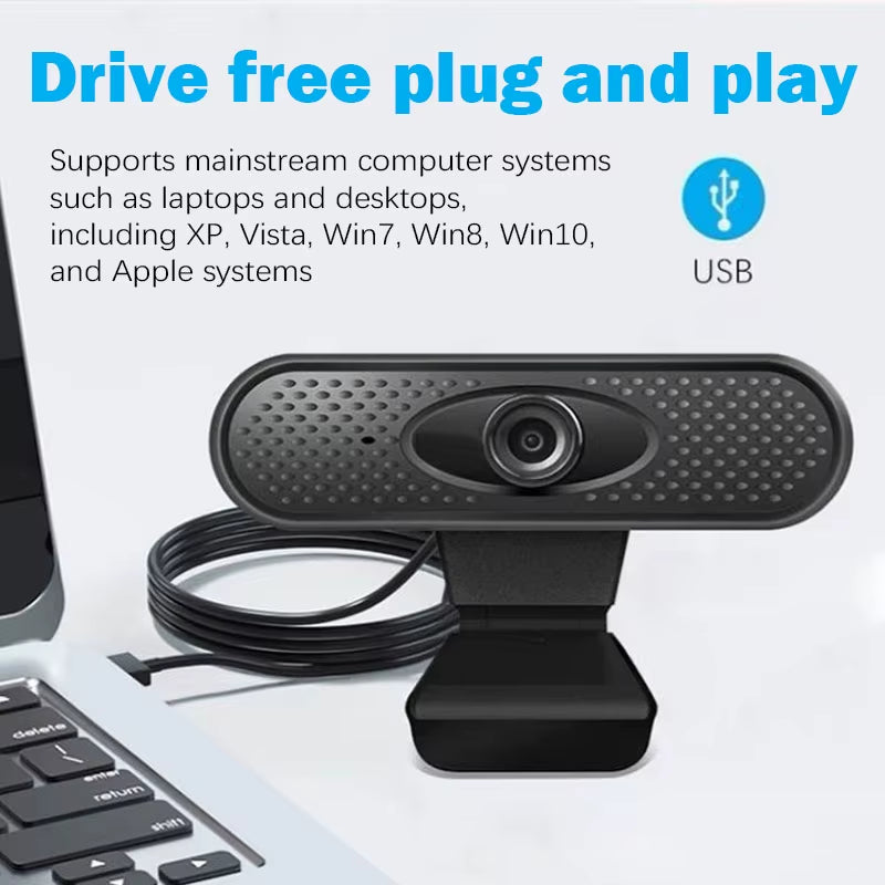 USB Webcam 1080P HD Mini Webcam for Laptop Computer Web Camera Built-In Microphones for Living/ Video Call/ Conference