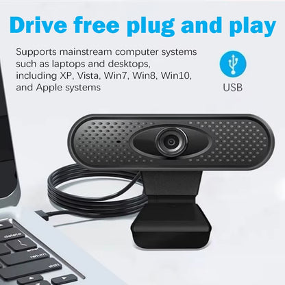 USB Webcam 1080P HD Mini Webcam for Laptop Computer Web Camera Built-In Microphones for Living/ Video Call/ Conference