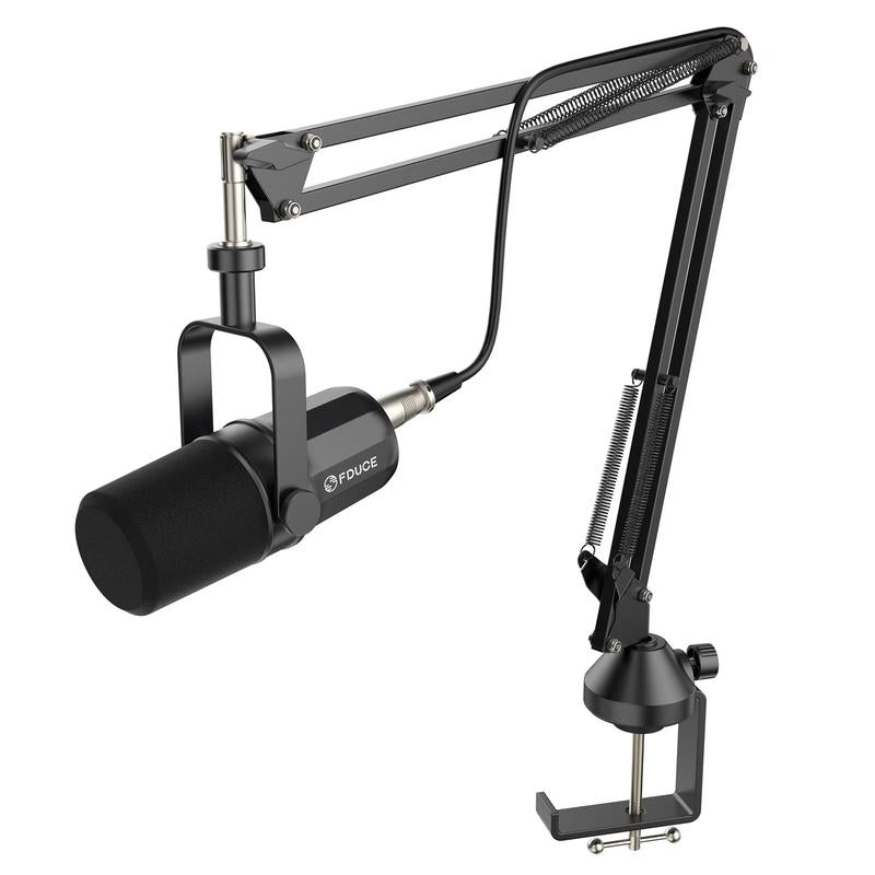 FDUCE SL40X XLR Dynamic Microphone Kit for Vocal Recording, Podcasting, Gaming, Live Streaming&Broadcasting, All Metal Cardioid Mic, Voice-Isolating Technology -Black Microphones Audio Mount Smartphone