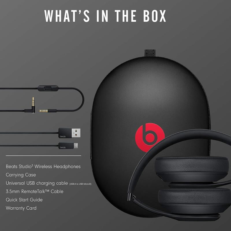Beats Studio3 Wireless Noise Cancelling Over-Ear Headphones with Apple W1 Chip Class 1 Bluetooth 22 Hours Listening Matte Black Audio Electronic