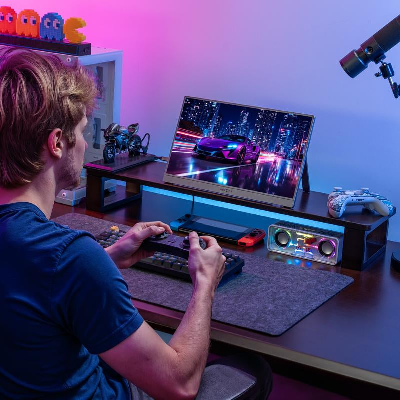 ARZOPA Portable Gaming Monitor 16.1" 100%Srgb Full HD Portable Monitor IPS Office Computer External Screen USB C HDMI Display for PC MAC Laptop Phone Xbox PS5 Switch with Adjustable Built-In Kickstand Travel Monitor Gamingonthego