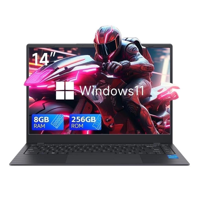 14" FHD IPS Laptop - Intel Celeron N4000, 8GB RAM 256GB SSD | Ultra-Thin & Lightweight for Students & Business | 10H Long Battery, Wifi 6, US Plug | FCC/UL/PSE Certified, Back to School Gifts