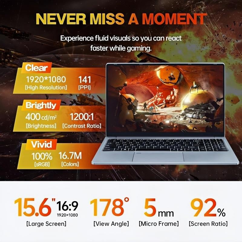 Darlingcase 6GB GPU Gaming Laptop: Gaming Laptop for School , FHD Ips,Geforce 6GB, 16GB RAM,512GB SSD, Wi-Fi 6,RGB KB,HD Webcam-3A Gaming & Student Machine，Desk Gadgets，Laptops
