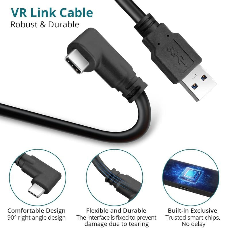 EKLEVOR 18W Link VR Cable 16FT Compatible with Oculus Quest 2 Port USB 3.0 to USB C Transmission Rate 5Gbps for 120HZ Pc/Steam VR Video Games Accessories Wearable