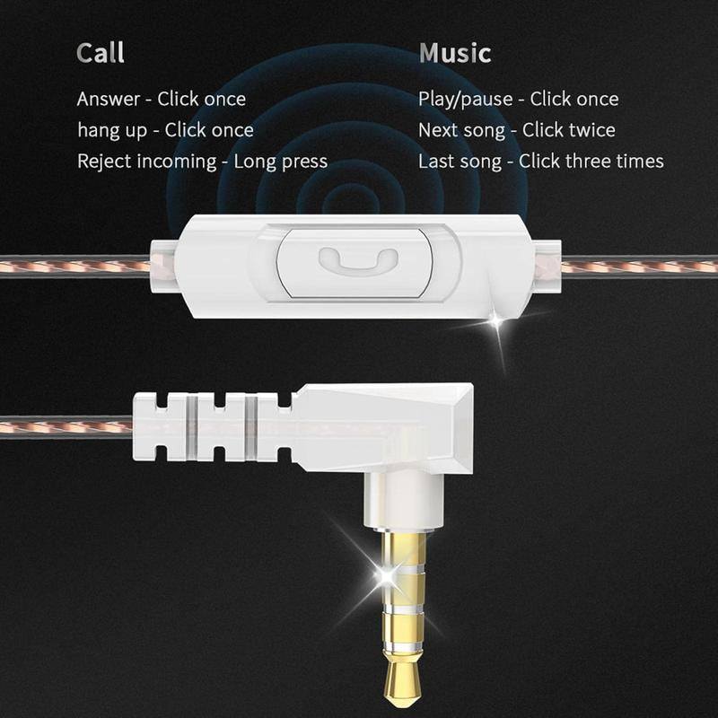 Wired Gaming Earbuds with MIC, in Ear Monitor Headphones, Deep Bass Sound, 1DD 10Mm Dynamic Driver, IEM for Music Video Calling(Clear)