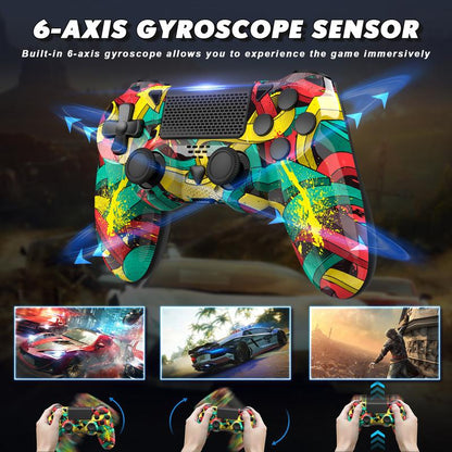 Christmas Variety Pack Wireless PS4 Controller with Turbo Function Compatible with Playstation 4/PS4 Slim/Ps4 Pro/Pc Windows Accessories Android PS4 Six-Axis Sensor Dual Vibration Motors 1000Mah Battery - Gaming Set