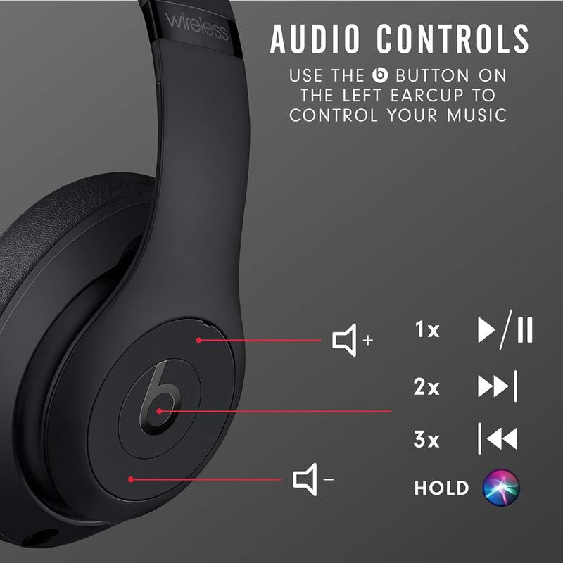 Beats Studio3 Wireless Noise Cancelling Over-Ear Headphones with Apple W1 Chip Class 1 Bluetooth 22 Hours Listening Matte Black Audio Electronic