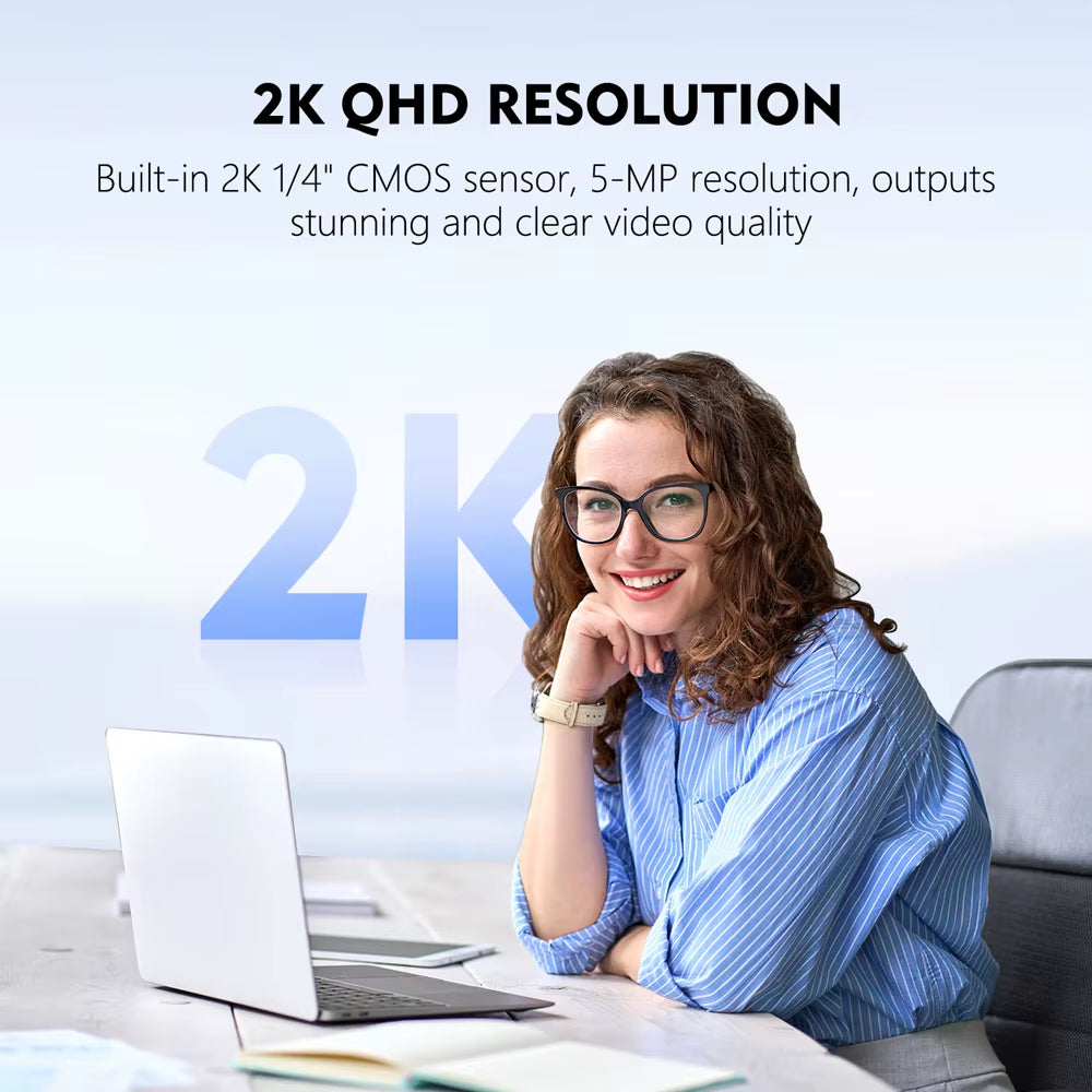 Mini Camera Webcam 2K for Laptop Computer Web Camera USB, Compatible Windows Hello Facial Recognition with Privacy Cover