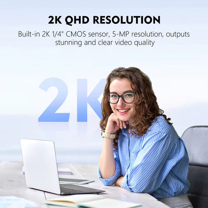 Mini Camera Webcam 2K for Laptop Computer Web Camera USB, Compatible Windows Hello Facial Recognition with Privacy Cover