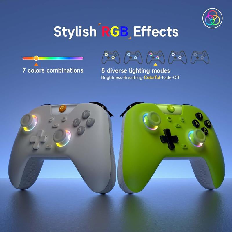 Easysmx X05 Wireless Controller for Pc/Android/Steam Deck- Bluetooth Controller Gamepad with Hall Effect Joysticks and Trigger,Turbo,Rumble Vibration and RGB Lighting Thumbstick Grips Gaming Accessories Wireless Gaming Console Smartphone Drift Gamer Gear