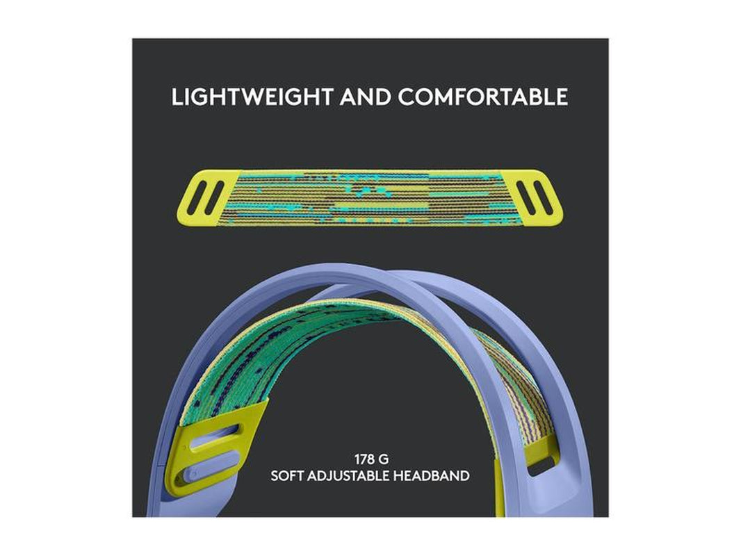 Logitech G733 LIGHTSPEED Wireless Gaming Headset with Suspension Headband, LIGHTSYNC RGB, Blue VO!CE Mic Technology and PRO-G Audio Drivers - Lilac