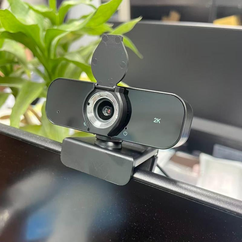 HD 2K Webcam for Computer/Laptop/Desktop/Pc, External Camera Web Cam with Microphone, USB Plug&Play, Auto Low Light Correction, Privacy Cover, Tripod, Wide Angle for Meeting/Online Video/Zoom