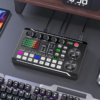 Facmogu Podcast Equipment Bundle, F998 Live Sound Card with BM800 Recording Studio Microphone, Professional Live Sound Card W/Dj Mixer Effects & Voice Changer for Live Streaming Gaming Youtube Tiktok