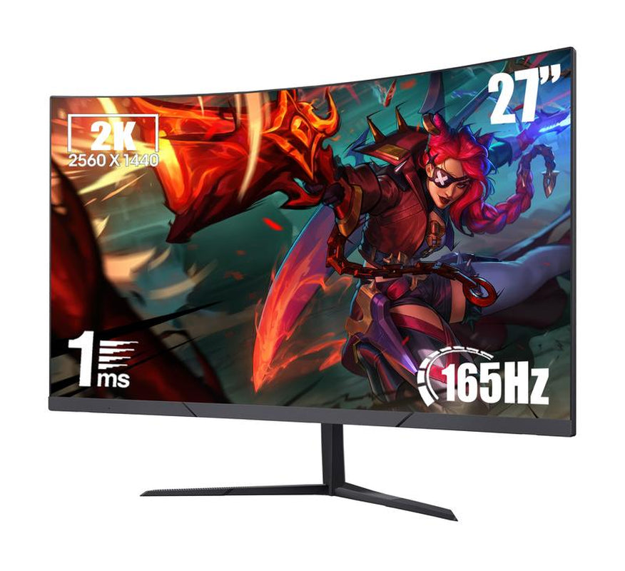Rehisk 27'' 2K QHD Gaming Monitor - 2560P, 165Hz Refresh Rate, 1Ms Response Time, Adaptivesync, Dual HDMI & DP1.2, Ultra-Slim Bezel,