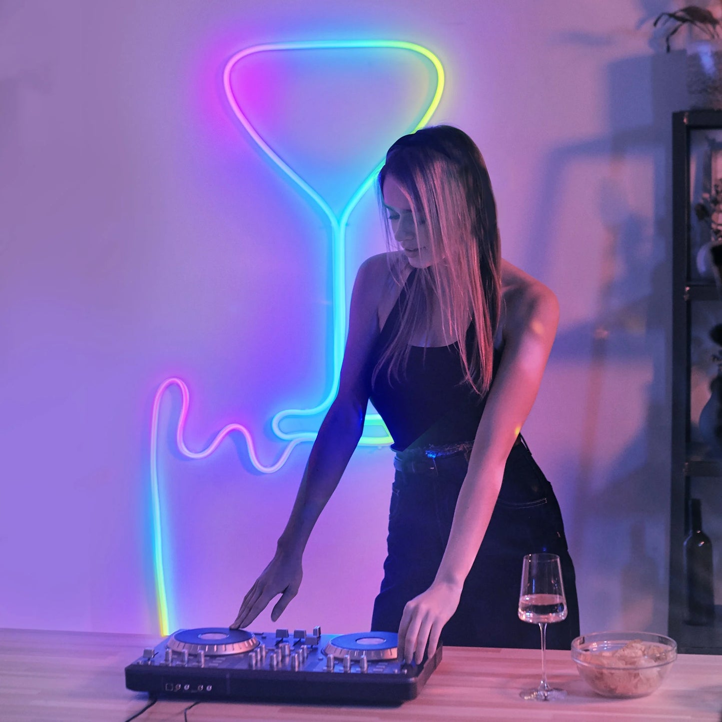 RGBIC Neon Rope LED Light,6 Million DIY Color Options, 64 Preset Scene Modes, and 11 Music Modes,Corded Electric,6.5Ft