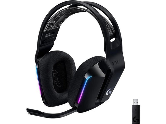Logitech G733 Lightspeed Wireless Gaming Headset with Suspension Headband, Lightsync RGB, Blue VO!CE Mic Technology and PRO-G Audio Drivers - Black