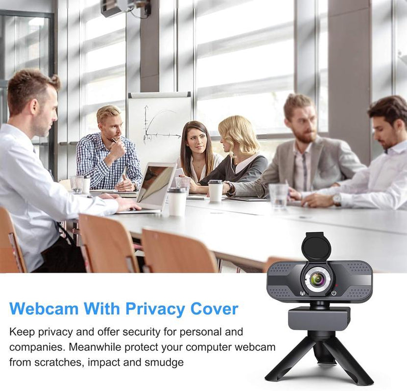 Webcam with Microphone for Desktop, 1080P HD USB Computer Cameras with Privacy Cover&Webcam Tripod, Streaming Webcam with Flexible Rotatable Wide Angle Webcam for PC Zoom Video/Gaming/Laptop/Skype