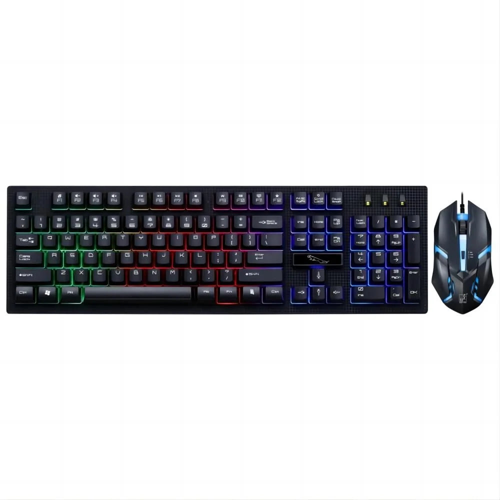 Gaming Keyboard and Mouse Combo, RGB Rainbow LED Backlit Keyboard, PC Gaming Keyboard Mechanical, 6 Changing Colors Mouse, USB Wired Keyboard Gaming for Windows Computer PC Gamer Laptop Office Work