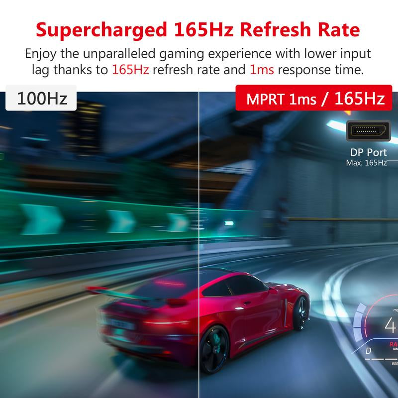 Z-EDGE 27" 165Hz QHD Curved Gaming Monitor 2560X1440 1Ms Response Time Frameless Design Freesync DP HDMI